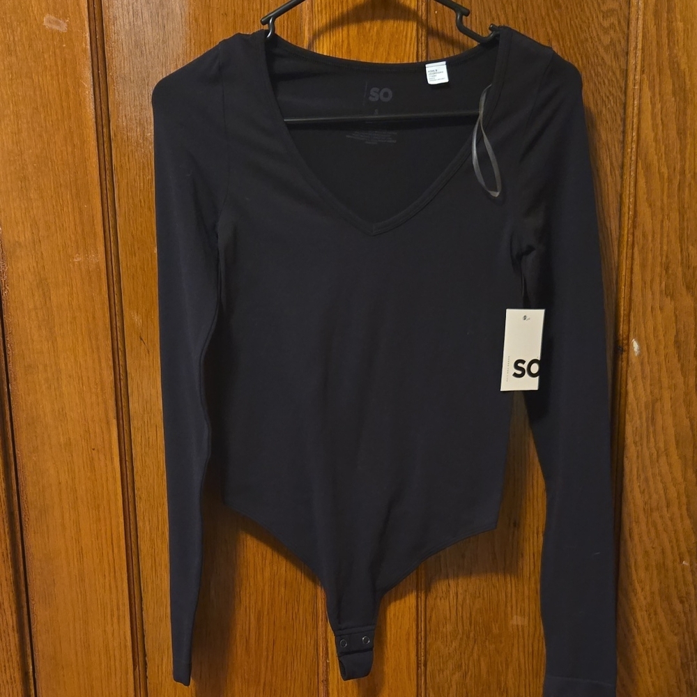 SO Women's Classic Black V-Neck Bodysuit